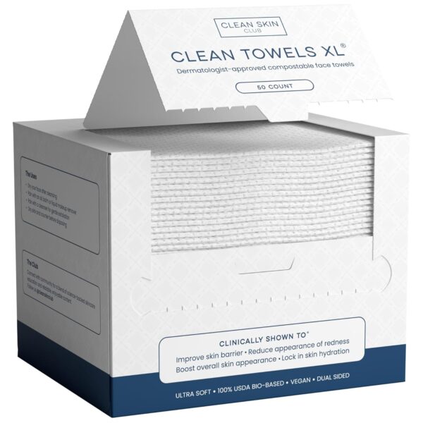 Clean Skin Club Clean Towels XL™, 100% USDA Biobased Face Towel, - Image 3